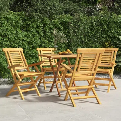 Vidaxl Folding Patio Chairs 4 Pcs 22"x24.8"x35.4" Solid Wood Teak In Neutral