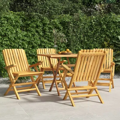 Vidaxl Folding Patio Chairs 4 Pcs 24"x26.4"x35.4" Solid Wood Teak In Brown
