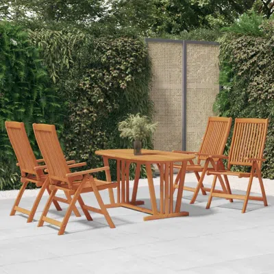 Vidaxl Folding Patio Chairs 4 Pcs Solid Wood Eucalyptus In Brown