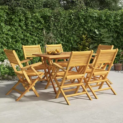 Vidaxl Folding Patio Chairs 6 Pcs 21.7"x24.4"x35.4" Solid Wood Teak In Brown
