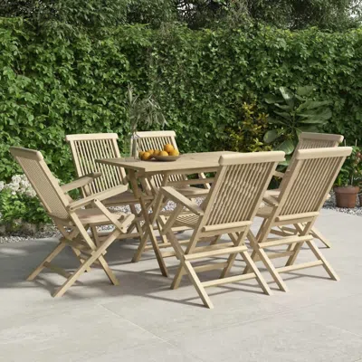 Vidaxl Folding Patio Chairs 6 Pcs Gray 22"x24"x35" Solid Wood Teak In Neutral