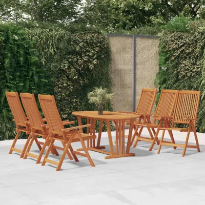 Vidaxl Folding Patio Chairs 6 Pcs Solid Wood Eucalyptus In Brown