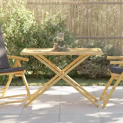 Vidaxl Folding Patio Table 43.3"x21.7"x29.5" Bamboo In Brown