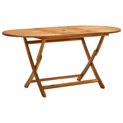 Vidaxl Folding Patio Table 63"x33.5"x29.5" Solid Wood Acacia In Brown