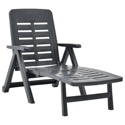 Vidaxl Folding Sun Lounger Plastic Anthracite, 48756 In Black