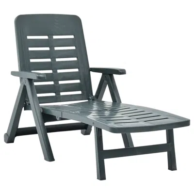 Vidaxl Folding Sun Lounger Plastic Green, 48755 In Gray
