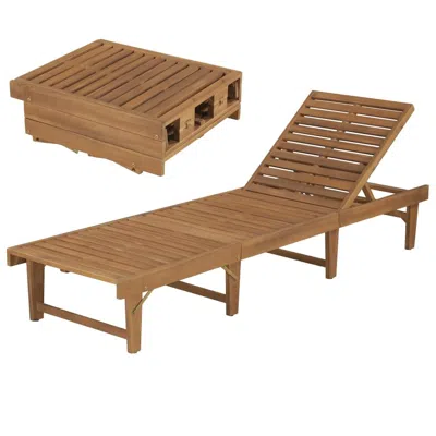 Vidaxl Folding Sun Lounger Solid Acacia Wood, 44253 In Brown
