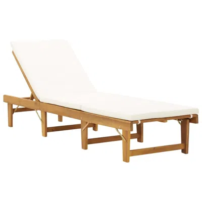 Vidaxl Folding Sun Lounger With Cushion Solid Acacia Wood In Brown