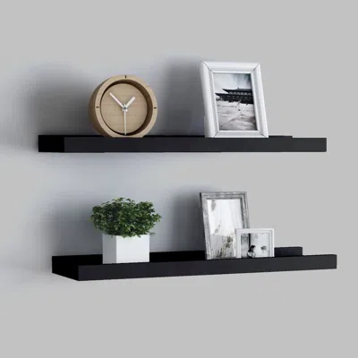 Vidaxl Frame Ledge Shelf Set Of 2 Black Mdf 23.6 In Storage
