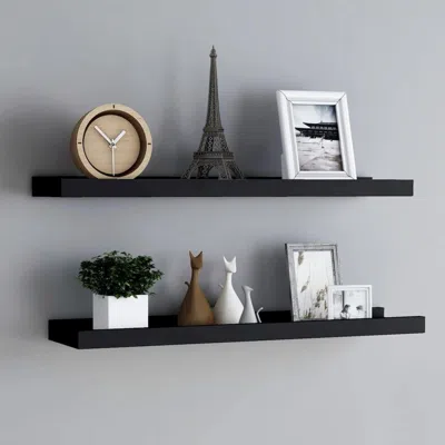 Vidaxl Frame Ledge Shelf Set Of 2 Black Mdf 31.5 In Wall Mounting