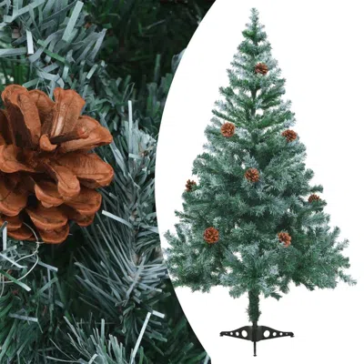 Vidaxl Frosted Christmas Tree With Pinecones 59.1", 60177 In Green