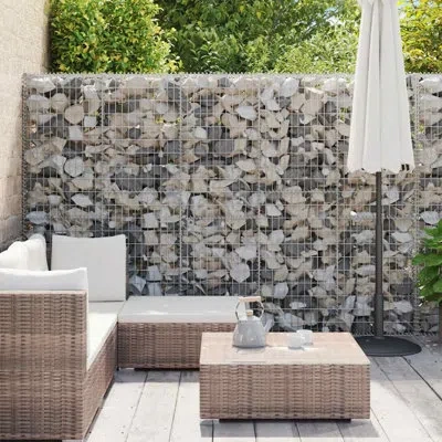 Vidaxl Gabion Basket With Lids, Galvanized Steel Gabion Wall, High Load Capacity, 354.3"x11.8"x78.7" In Silver