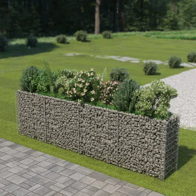 Vidaxl Gabion Raised Bed Galvanised Steel 141.7"x19.7"x39.4", 143560 In Gray