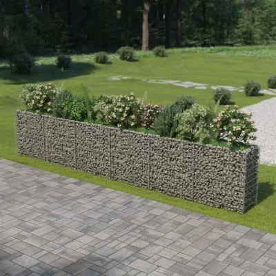 Vidaxl Gabion Raised Bed Galvanised Steel 212.6"x19.7"x39.4", 143566 In Gray