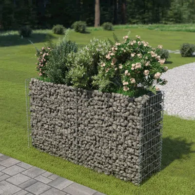 Vidaxl Gabion Raised Bed Galvanised Steel 70.9"x19.7"x39.4", 143558 In Green