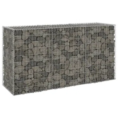 Vidaxl Gabion Wall With Covers Galvanized Steel 78.7"x23.6"x39.4", 147815 In Gray