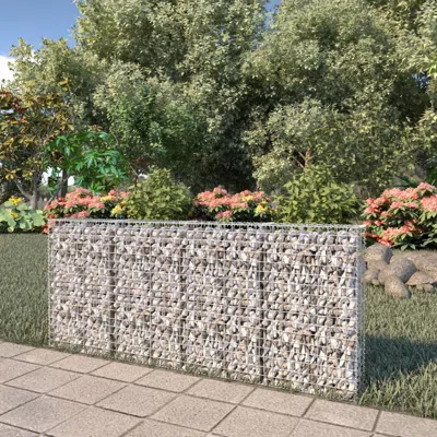 Vidaxl Gabion Wall With Covers Galvanized Steel 78.7"x7.87"x33.5", 143580 In Gray