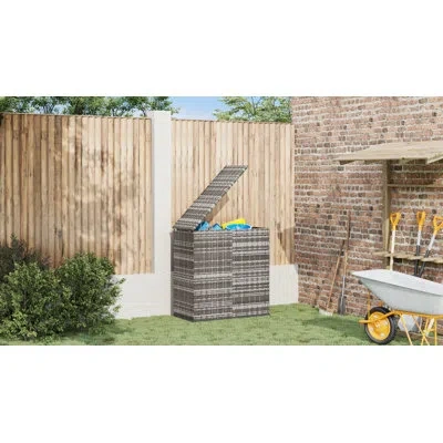 Vidaxl Gallon Water Resistant Poly Rattan Deck Box In Gray
