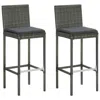 Vidaxl Garden Bar Stools With Cushions 2 Pcs Gray Poly Rattan, 313436