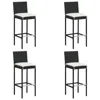 Shop Vidaxl Garden Bar Stools With Cushions 4 Pcs Black Poly Rattan, 313437