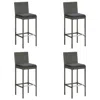 VIDAXL GARDEN BAR STOOLS WITH CUSHIONS 4 PCS GRAY POLY RATTAN, 313438