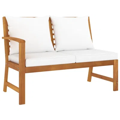 Vidaxl Garden Bench 45.1" With Cream Cushion Solid Acacia Wood 1836 In White
