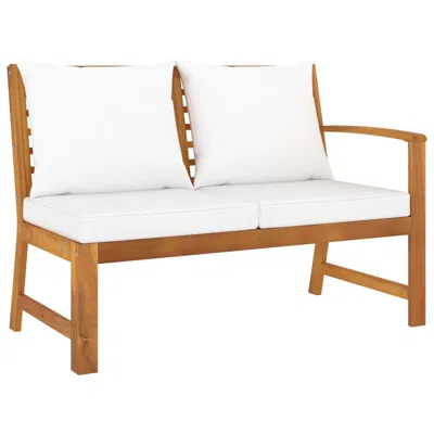 Vidaxl Garden Bench 45.1" With Cream Cushion Solid Acacia Wood 1838 In Brown