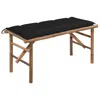 Vidaxl Garden Bench Bamboo Bamboo, Fabric (100% Polyester) Medium In Black