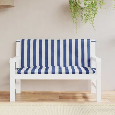 Vidaxl Garden Bench Cushions 2pcs Blue & White Stripe 47.2"x19.7"x2.8" Fabric