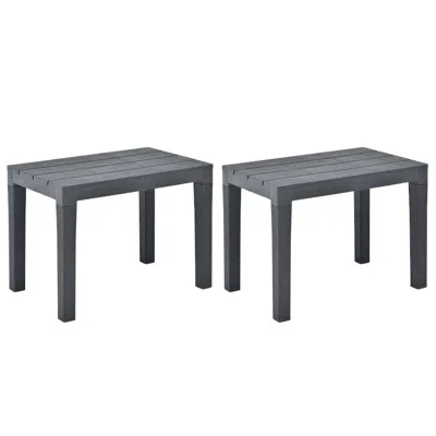 Vidaxl Garden Bench Set Of 2 Anthracite Plastic Standard Lightweight In Gray