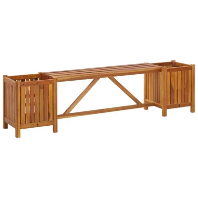 Vidaxl Garden Bench With 2 Planters 59.1"x11.8"x15.7" Solid Acacia Wood, 46344 In Brown