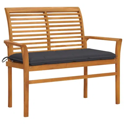 Vidaxl Garden Bench With Anthracite Cushion 44.1" Solid Teak Wood 2664 In Brown