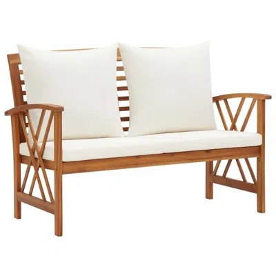 Vidaxl Garden Bench With Cushions 46.9" Solid Acacia Wood, 310270 In Brown