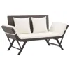 Vidaxl Garden Bench With Cushions 69.3" Brown Poly Rattan, 46231