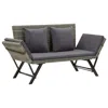Vidaxl Garden Bench With Cushions 69.3" Gray Poly Rattan, 46232