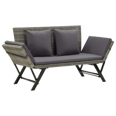 Vidaxl Garden Bench With Cushions 69.3" Gray Poly Rattan, 46232