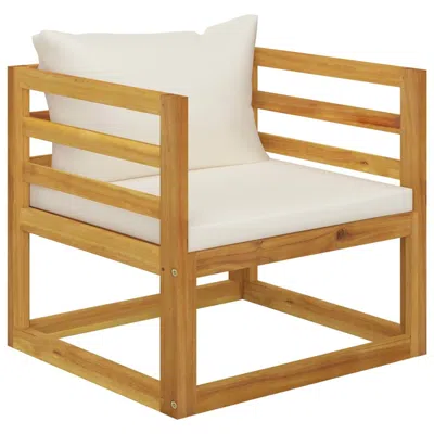 Vidaxl Garden Chair With Cream Cushions Solid Acacia Wood, 311868 In Brown