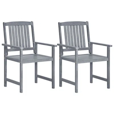 Vidaxl Garden Chairs 2 Pcs Gray Solid Acacia Wood, 45944