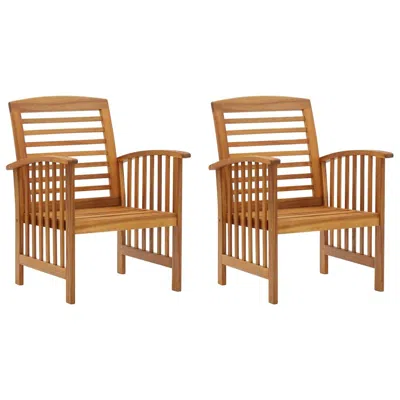 Vidaxl Garden Chairs 2 Pcs Solid Acacia Wood, 310256 In Brown