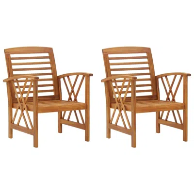 Vidaxl Garden Chairs 2 Pcs Solid Acacia Wood, 310266 In Neutral