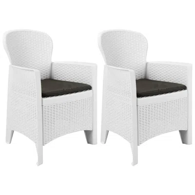 Vidaxl Garden Chairs 2 Pcs With Cushion White Plastic Rattan Look, 45598