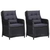 Vidaxl Garden Chairs 2 Pcs With Cushions Poly Rattan Black, 46548