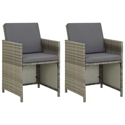 Vidaxl Garden Chairs 2 Pcs With Cushions Poly Rattan Gray, 311907