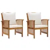 Vidaxl Garden Chairs With Cushions 2 Pcs Solid Acacia Wood, 310257