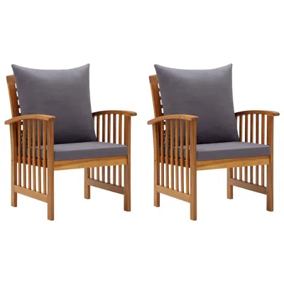 Vidaxl Garden Chairs With Cushions 2 Pcs Solid Acacia Wood, 310258 In Purple