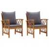 Vidaxl Garden Chairs With Cushions 2 Pcs Solid Acacia Wood, 310268
