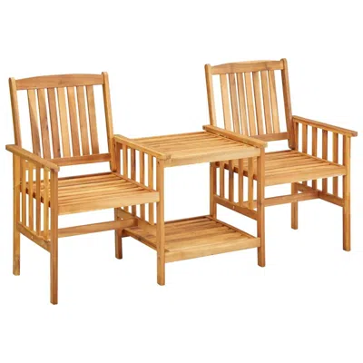 Vidaxl Garden Chairs With Tea Table 62.5"x24"x36.2" Solid Acacia Wood, 45933 In Brown
