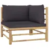 Vidaxl Garden Corner Sofa With Dark Gray Cushions Bamboo 3153