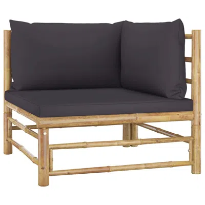 Vidaxl Garden Corner Sofa With Dark Gray Cushions Bamboo 3153