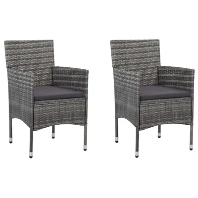 Vidaxl Garden Dining Chairs 2 Pcs Poly Rattan Gray, 46180